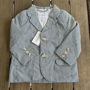 Boys seersucker blazer, navy sail
